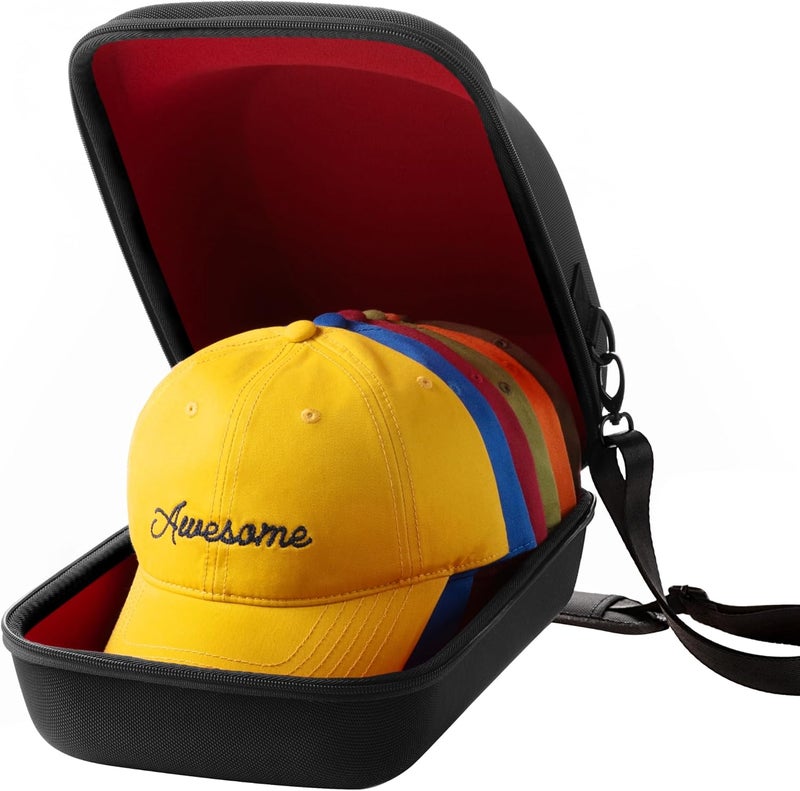 Ozueccr Hard Hat Travel Case – Storage for Baseball Caps with Carrying Handle and Adjustable Shoulder Strap, Hat Organizer Protects up to 6 Hats, for Travel and Home Storage (Inner Red) - Image 1